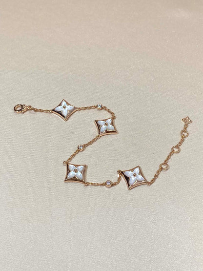 [Marins]STAR 4 MOTIF MOP DIAMOND PINK GOLD BRACELET