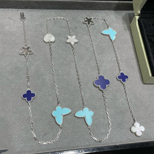 [Marins]LUCKY CLOVER SILVER 11 MOTIF NECKLACE