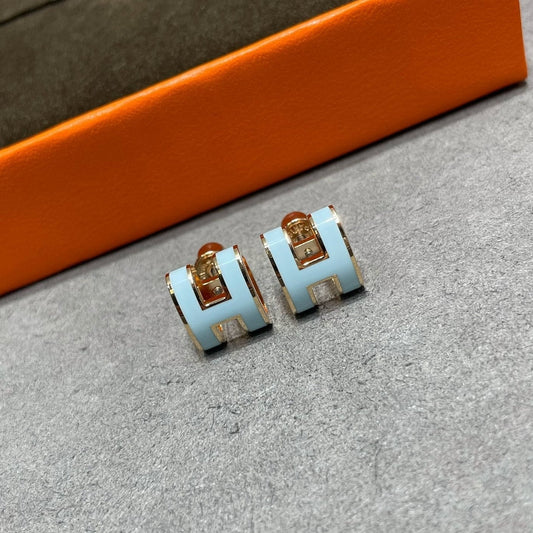 [Marins]POP H SKY BLUE STUD EARRINGS