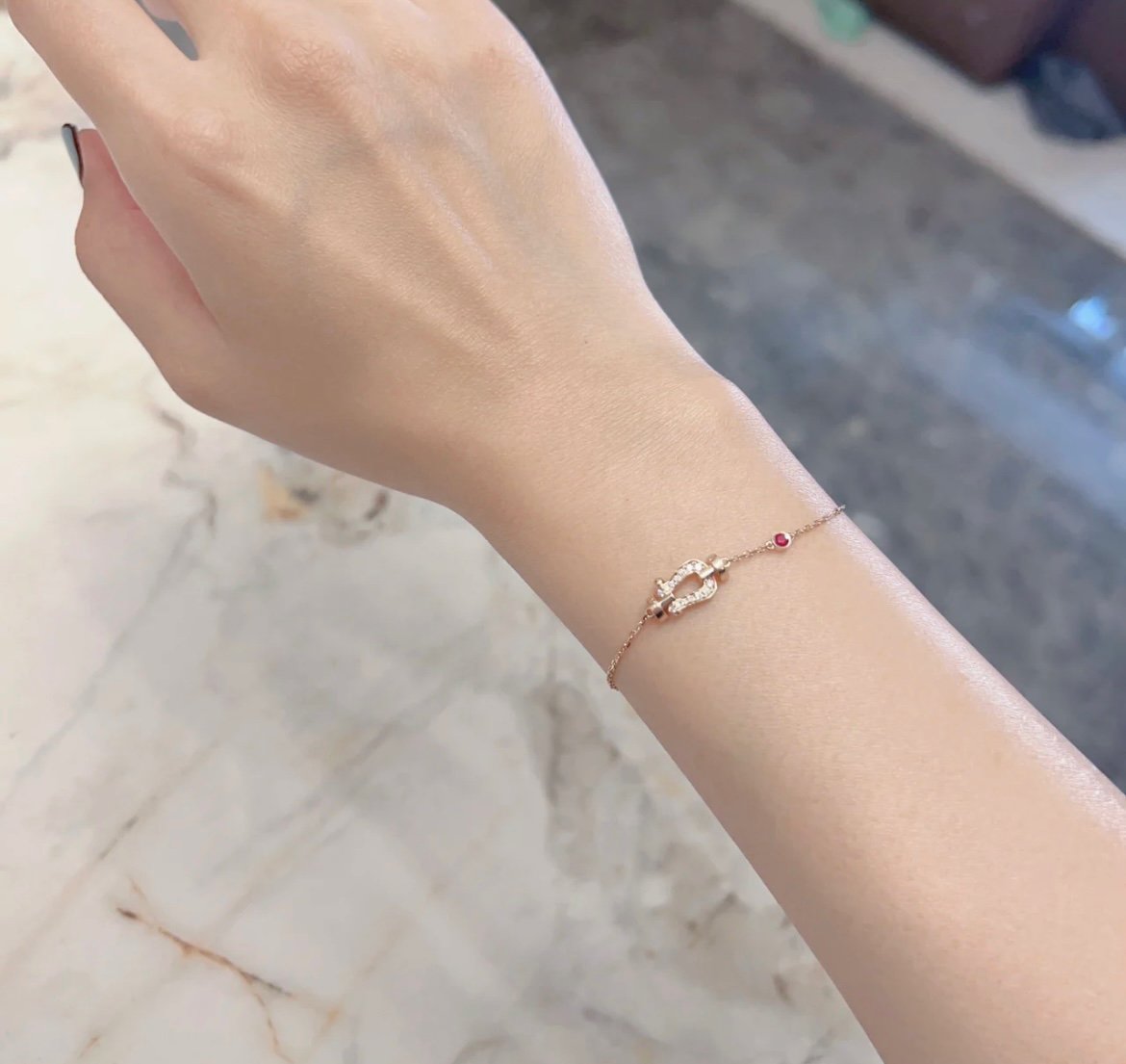 [Marins]FORCE 10 DIAMOND CHAIN LINK PINK GOLD BRACELET
