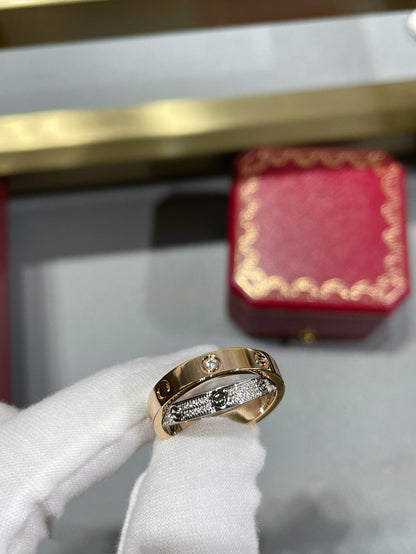 [Marins]LOVE PINK GOLD SILVER DIAMOND DOUBLE RING