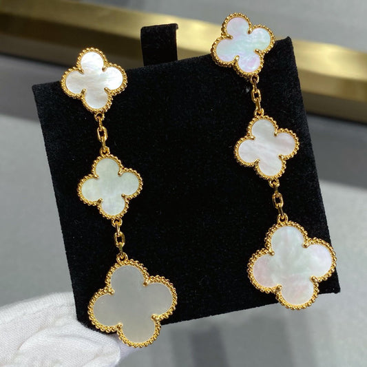 [Marins]CLOVER MOP 3 MOTIFS GOLD EARRINGS