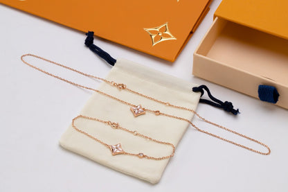 [Marins]STAR PINK MOP 1 DIAMOND PINK GOLD NECKLACE