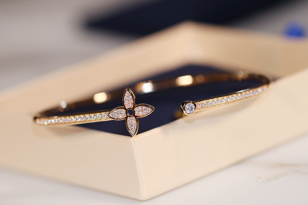 [Marins]IDYLLE GOLD OPEN BRACELET DIAMOND PAVED