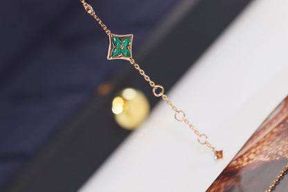 [Marins]STAR AND SUN 4 MOTIF PINK GOLD MALACHITE BRACELET