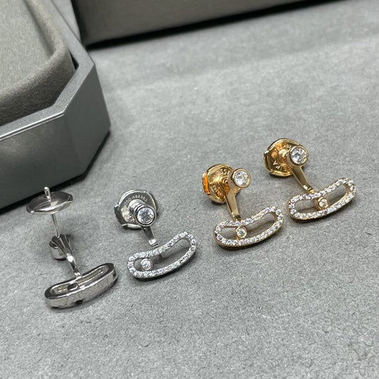 [Marins]MOVE UNO PINK GOLD DIAMOND EARRINGS