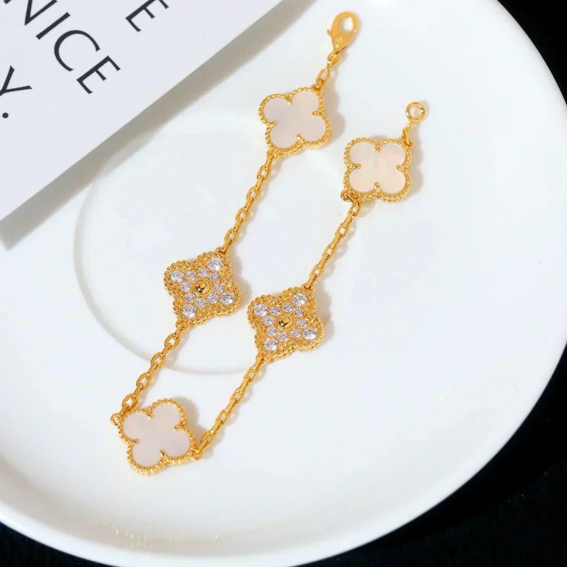 [Marins]CLOVER WHITE PEARL MOP 5 MOTIF BRACELET COLLECTION