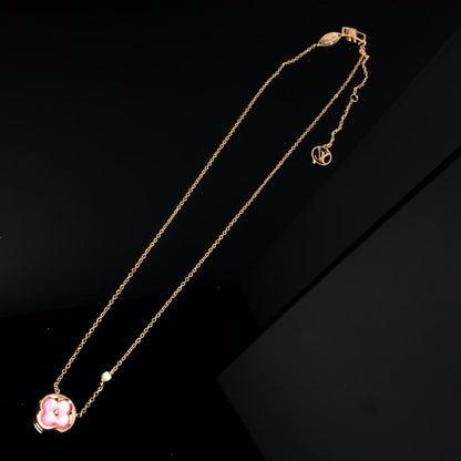 [Marins]COLOR BLOSSOM PINK MOP SUN GOLD NECKLACE