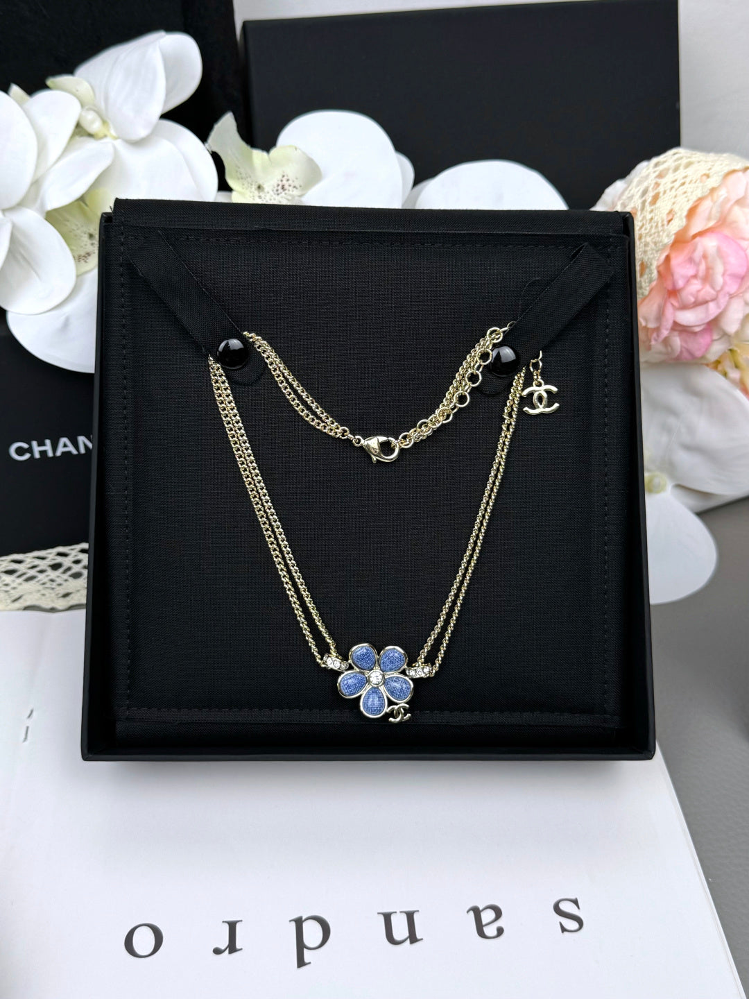 [Marins]New Blue Floral Double-Layer Necklace