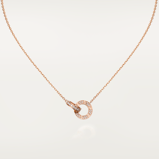 [Marins]LOVE 7.6MM NECKLACE Marins GOLD AND SILVER  FULL DIAMOND