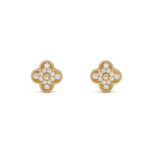 [Marins]CLOVER MEDIUM 1 MOTIFS FUll DIAMOND EARRINGS