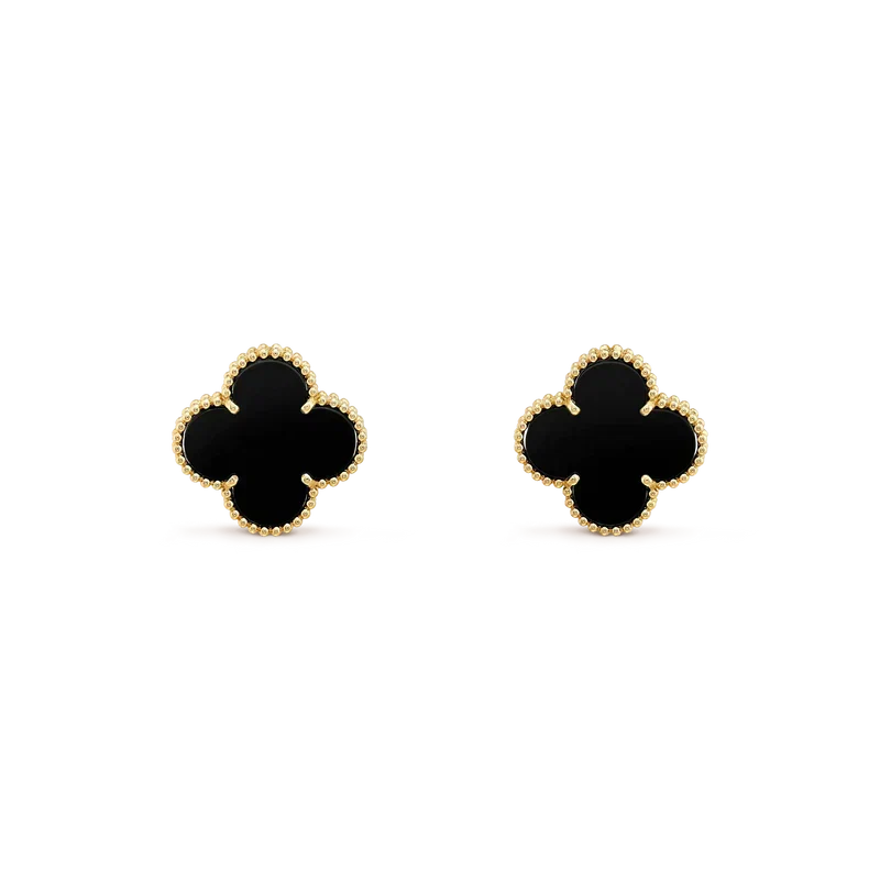 [Marins]CLOVER MEDIUM 1 MOTIFS  ONYX STUD EARRINGS