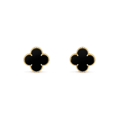 [Marins]CLOVER MEDIUM 1 MOTIFS  ONYX STUD EARRINGS