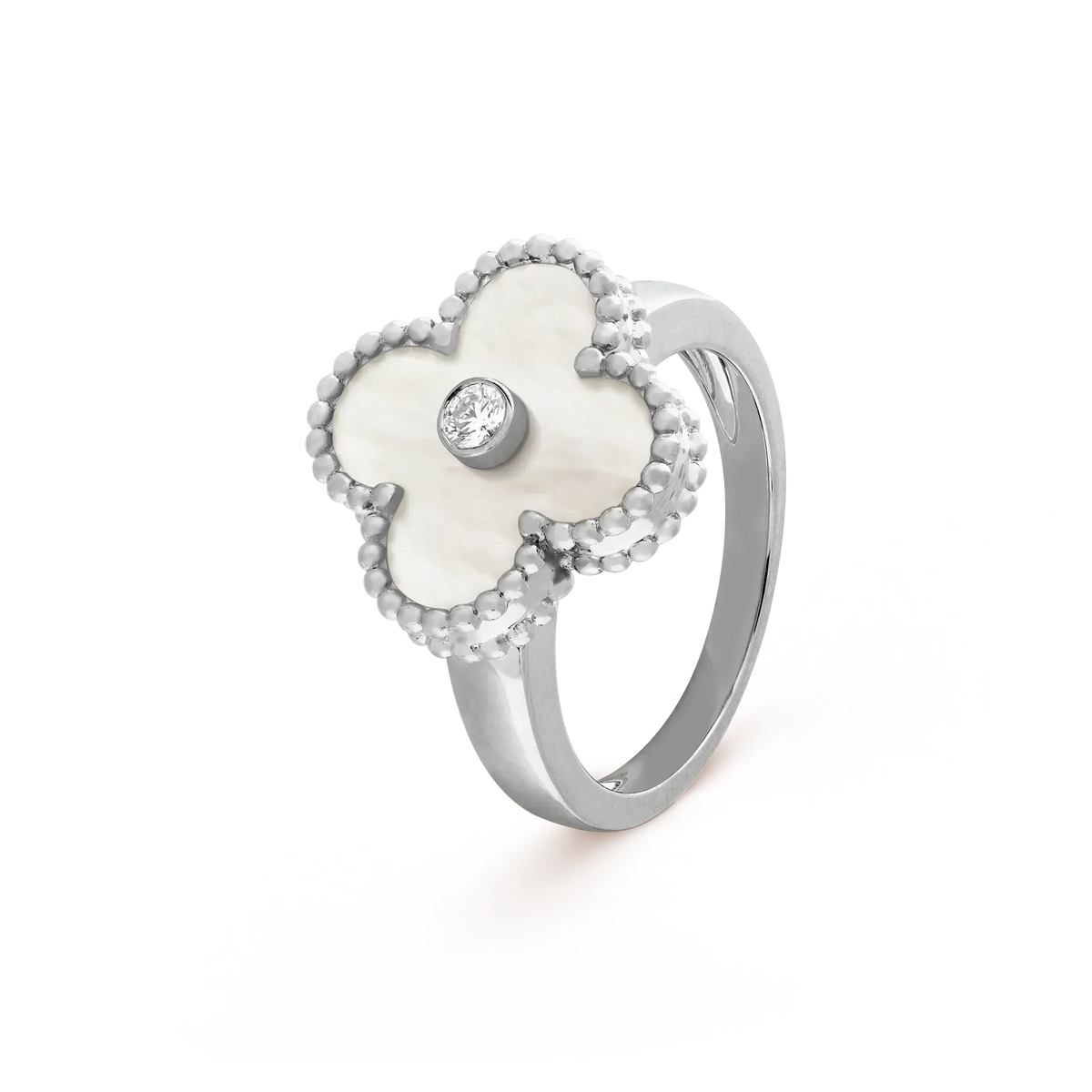 [Marins]CLOVER SILVER MOP DIAMOND RING