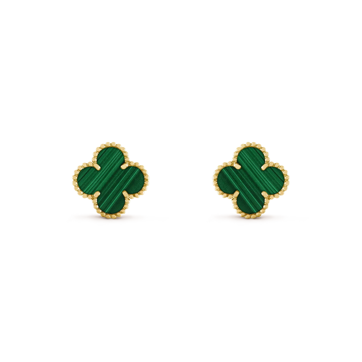 [Marins]CLOVER MEDIUM 1 MOTIFS MALACHITE  EARRINGS