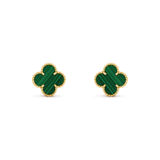[Marins]CLOVER MEDIUM 1 MOTIFS MALACHITE  EARRINGS