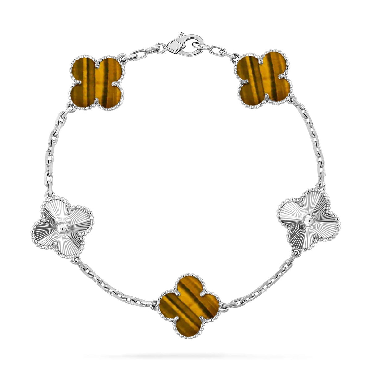 [Marins] CLOVER 5 MOTIFS TIGER EYE BRACELET COLLECTION