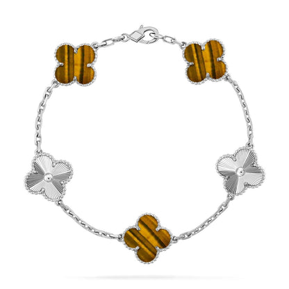 [Marins] CLOVER 5 MOTIFS TIGER EYE BRACELET COLLECTION