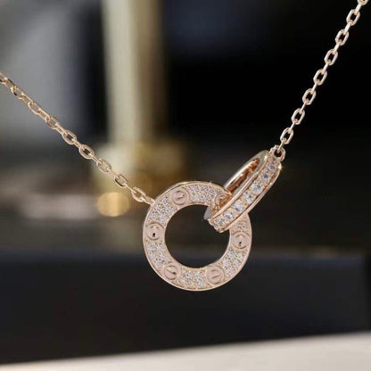 [Marins]LOVE 7.6MM NECKLACE Marins GOLD AND SILVER  FULL DIAMOND