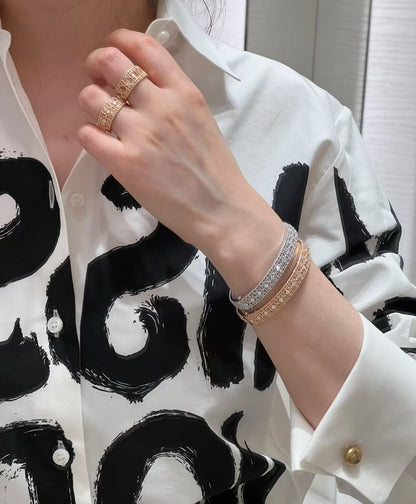 [?Marins]2026 WOVEN-PATTERN BRACELET SET WITH FULL DIAMOND INLAY THREE-COLORS