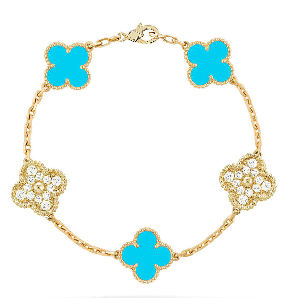 [Marins] CLOVER 5 MOTIF TURQUOISE BRACELET COLLECTION