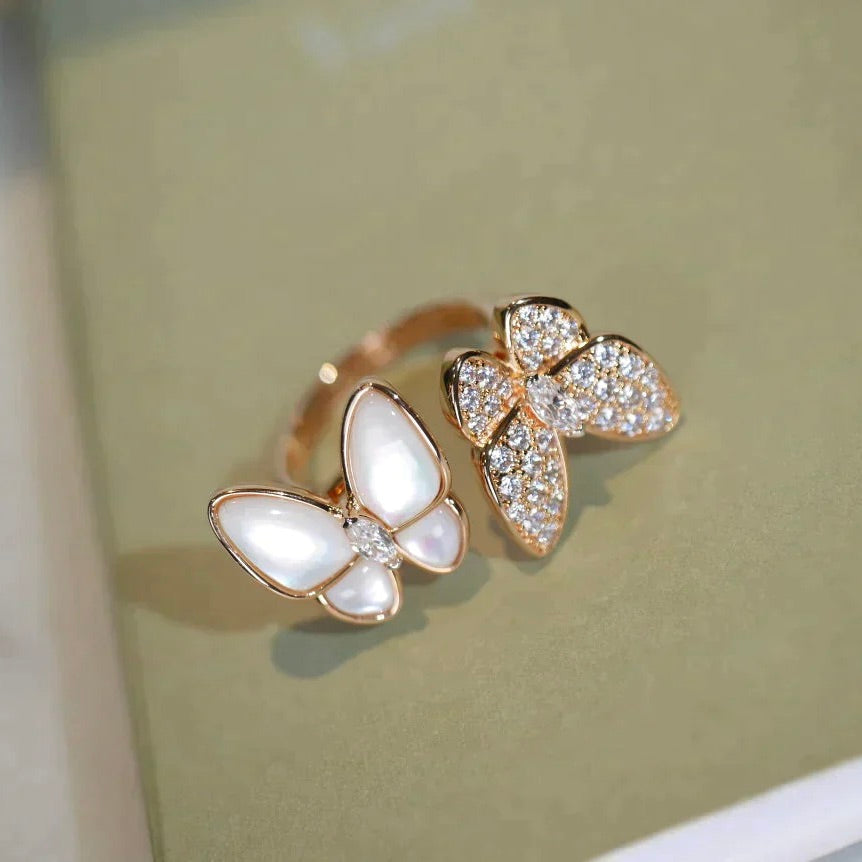 [Marins]TWIN BUTTERFLY DIAMOND MOP RING