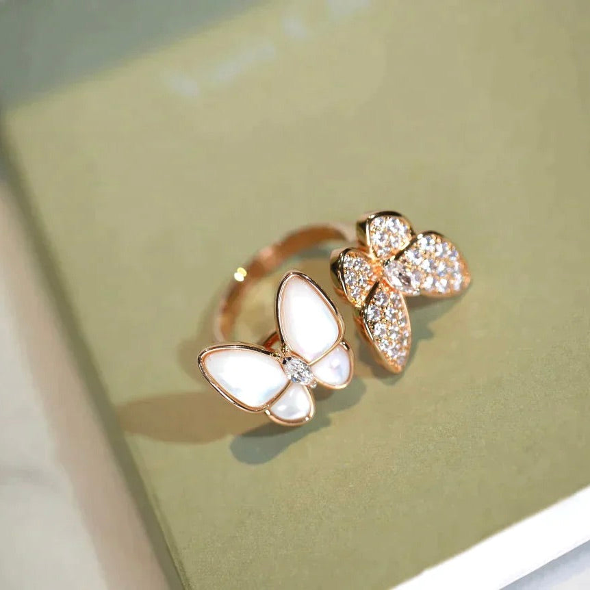 [Marins]TWIN BUTTERFLY DIAMOND MOP RING