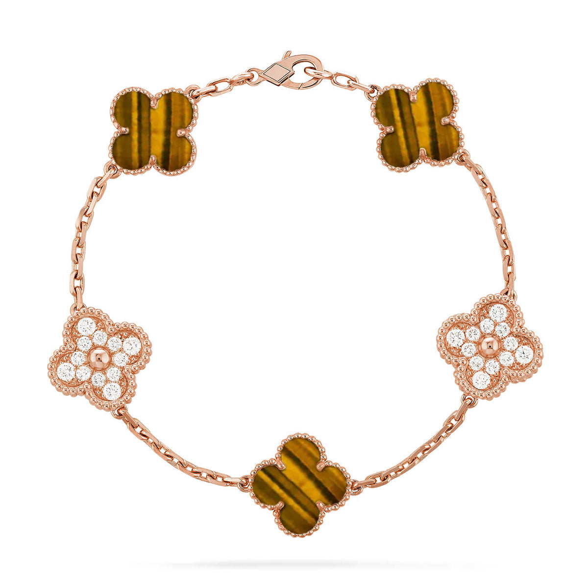 [Marins] CLOVER 5 MOTIFS TIGER EYE BRACELET COLLECTION