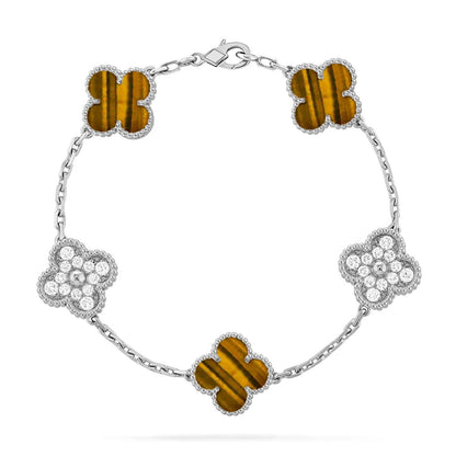 [Marins] CLOVER 5 MOTIFS TIGER EYE BRACELET COLLECTION