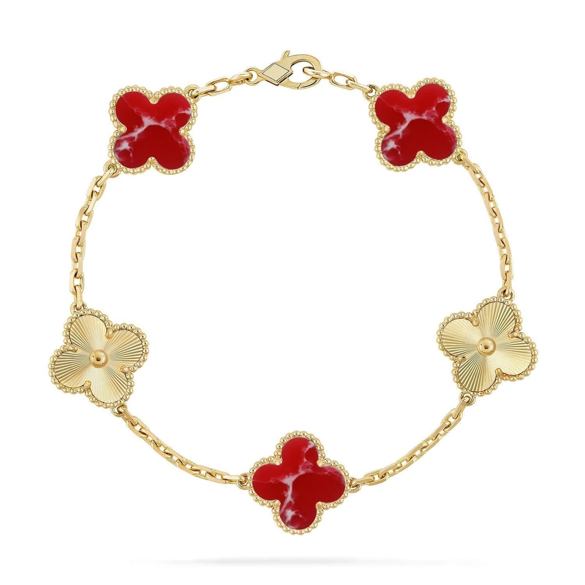 [Marins]CLOVER 5 MOTIF RED PATTERN BRACELET COLLECTION