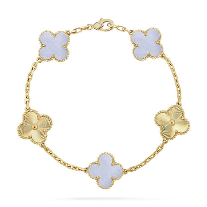 [Marins] CLOVER 5 MOTIF PURPLE CHALCEDONY BRACELET COLLECTION
