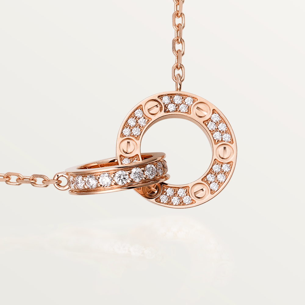[Marins]LOVE 7.6MM NECKLACE Marins GOLD AND SILVER  FULL DIAMOND