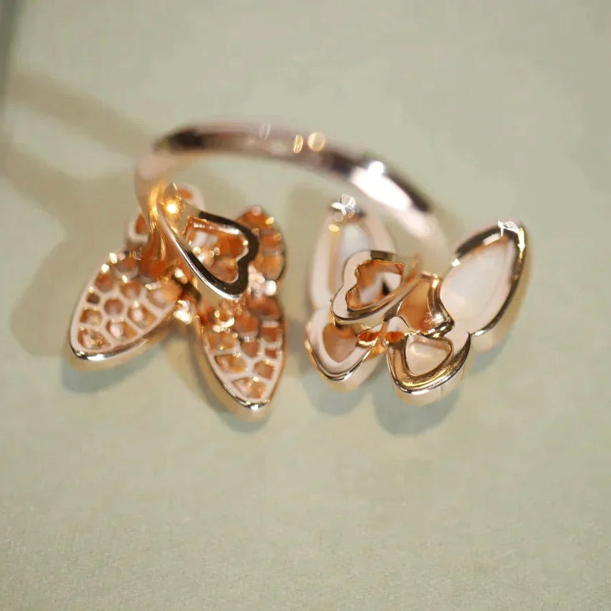 [Marins]TWIN BUTTERFLY DIAMOND MOP RING