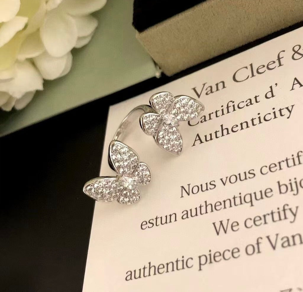 [Marins]TWIN SILVER BUTTERFLY DIAMOND RING