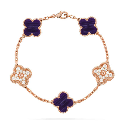 [Marins]CLOVER 5 MOTIF PURPLE STRIPES BRACELET COLLECTION