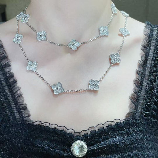 [Marins]CLOVER 20 MOTIFS FULL-DIAMOND NECKLACE