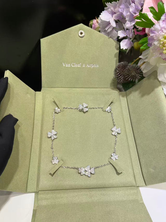 [Marins Jewelry]CLOVER 10 MOTIFS  FULL DIAMOND NECKLACE