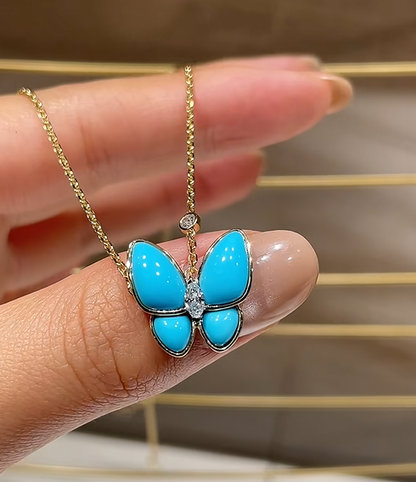 [Marins]Turquoise Butterfly Gold Necklace