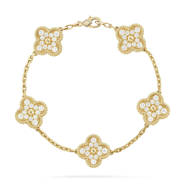 [Marins] CLOVER 5 MOTIF FULL DIAMOND BRACELET COLLECTION
