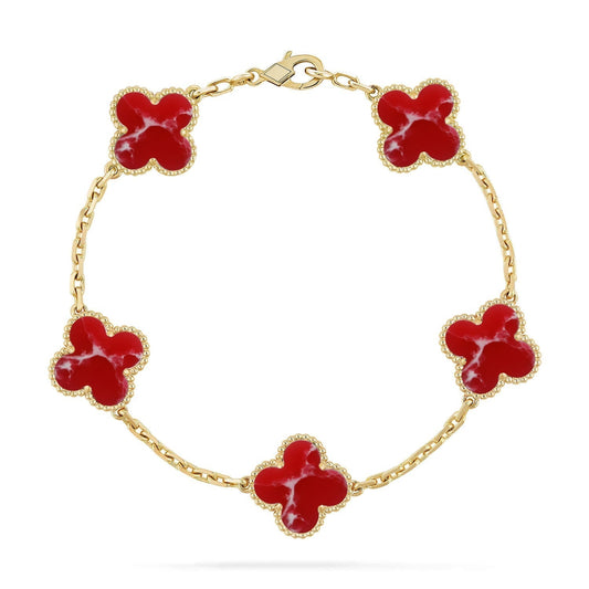 [Marins]CLOVER 5 MOTIF RED PATTERN BRACELET COLLECTION