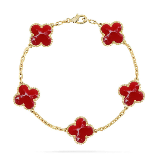 [Marins]CLOVER 5 MOTIF RED PATTERN BRACELET COLLECTION