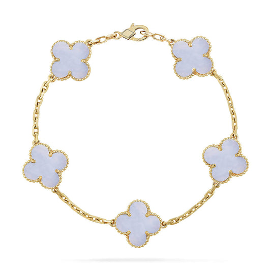 [Marins] CLOVER 5 MOTIF PURPLE CHALCEDONY BRACELET COLLECTION