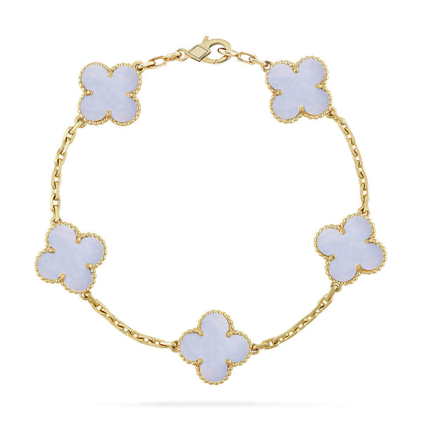 [Marins] CLOVER 5 MOTIF PURPLE CHALCEDONY BRACELET COLLECTION