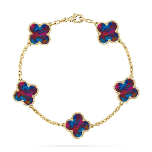[Marins]CLOVER 5 MOTIF COLOR GEMSTONES BRACELET COLLECTION