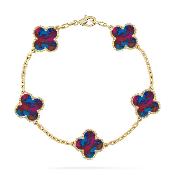 [Marins]CLOVER 5 MOTIF COLOR GEMSTONES BRACELET COLLECTION