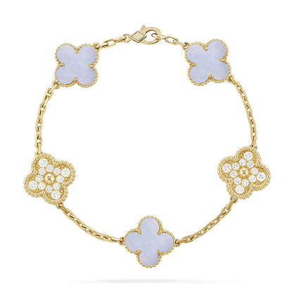 [Marins] CLOVER 5 MOTIF PURPLE CHALCEDONY BRACELET COLLECTION