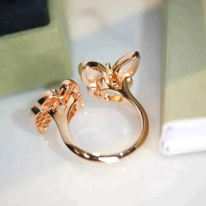 [Marins]TWIN BUTTERFLY DIAMOND MOP RING