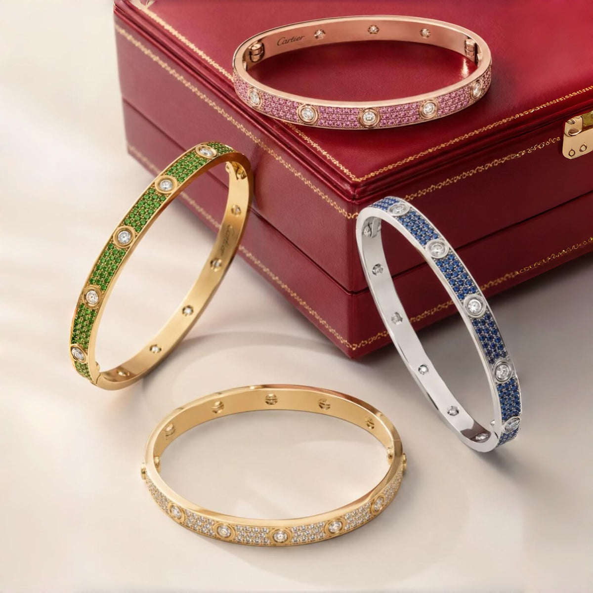 [Marins]2026 PAVE GEMSTONE LOVE BRACELET 6.1MM 10 DIAMONDS