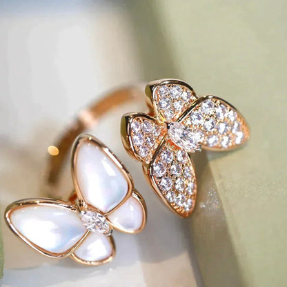 [Marins]TWIN BUTTERFLY DIAMOND MOP RING