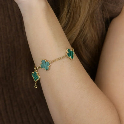 [Marins] CLOVER 5 MOTIF MALACHITE BRACELET COLLECTION